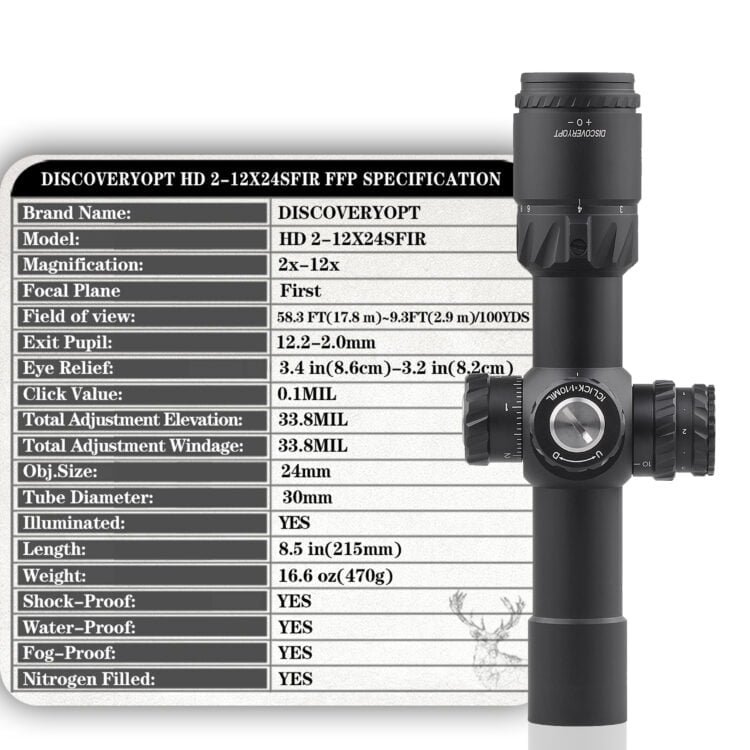 DISCOVERYOPT HD 2-12X24SFIR FFP Rifle Scope