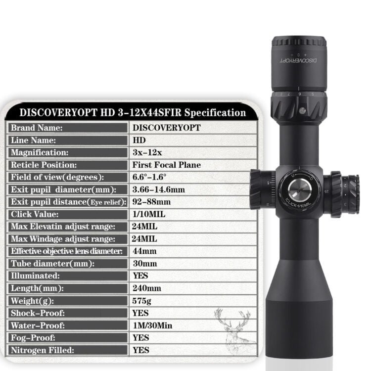 DISCOVERYOPT HD 3-12X44SPR Rifle Scope