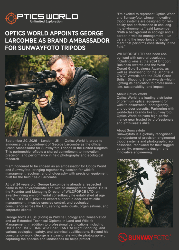 OPTICS WORLD APPOINTS GEORGELARCOMBE AS BRAND AMBASSADOR FOR SUNWAYFOTO TRIPODS-2